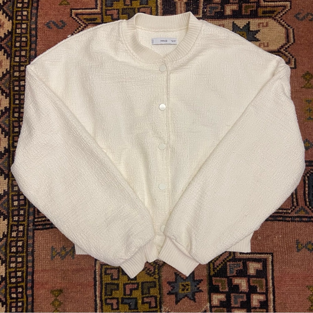 Mango Cream Bomber Jacket. Boucle. Small.